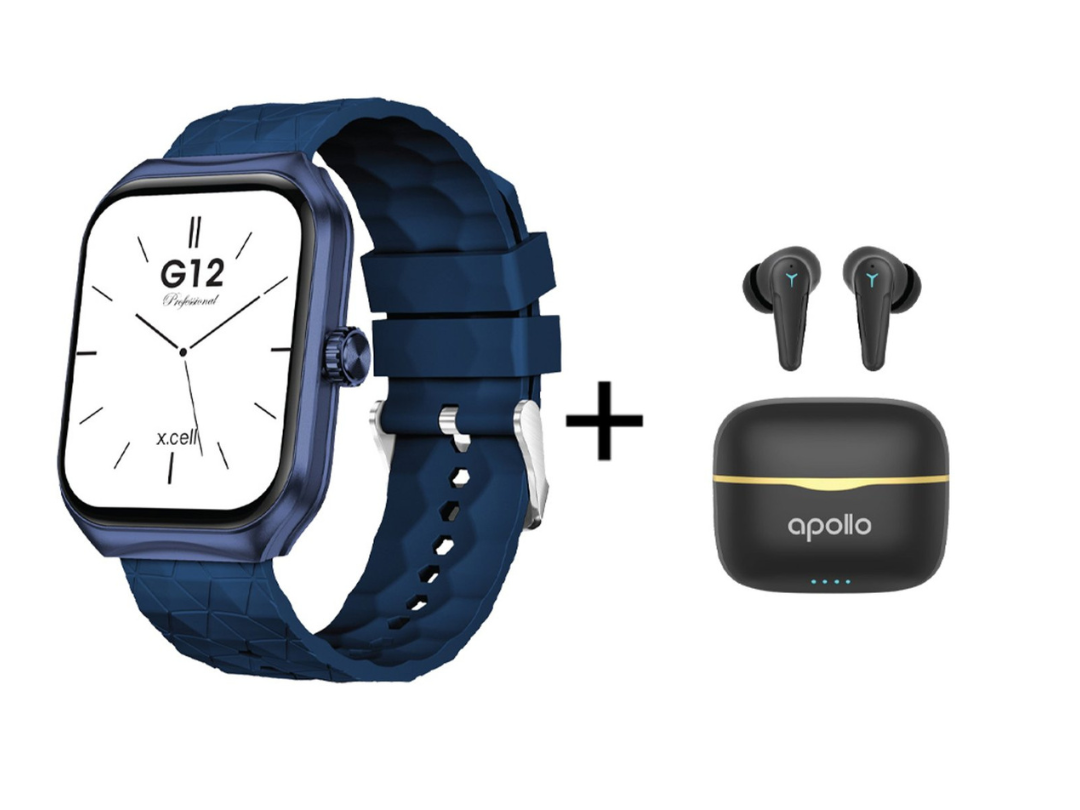 Buy Xcell Watch G12 Smartwatch + Apollo 7 Earbuds Bundle – in Qatar Buy Xcell Watch G12 Smartwatch + Apollo 7 Earbuds Bundle – in Qatar