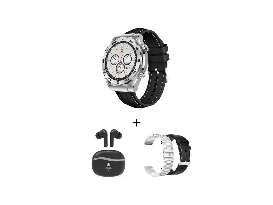 Swiss Military DOM3 Bundle: Smartwatch Victor Earbuds Straps
