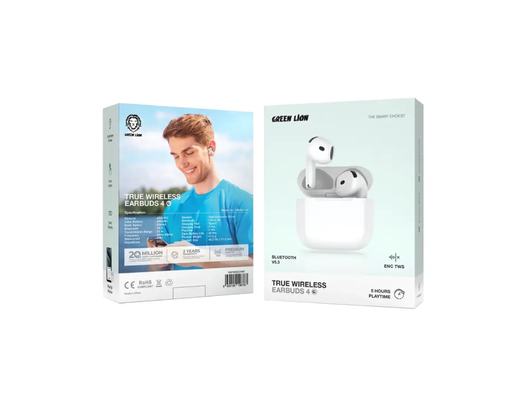 Green Lion True Wireless Earbuds 4 G1 - White (Bluetooth 5.0) Green Lion True Wireless Earbuds 4 G1 - White (Bluetooth 5.0)