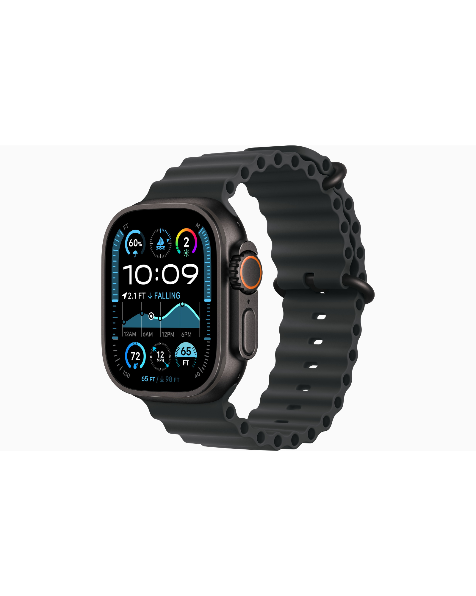 ساعة Apple Watch Ultra 2 GPS + Cellular مقاس 49 مم هيكل من التيتانيوم الأسود مع حزام Ocean الأسود ساعة Apple Watch Ultra 2 GPS + Cellular مقاس 49 مم هيكل من التيتانيوم الأسود مع حزام Ocean الأسود