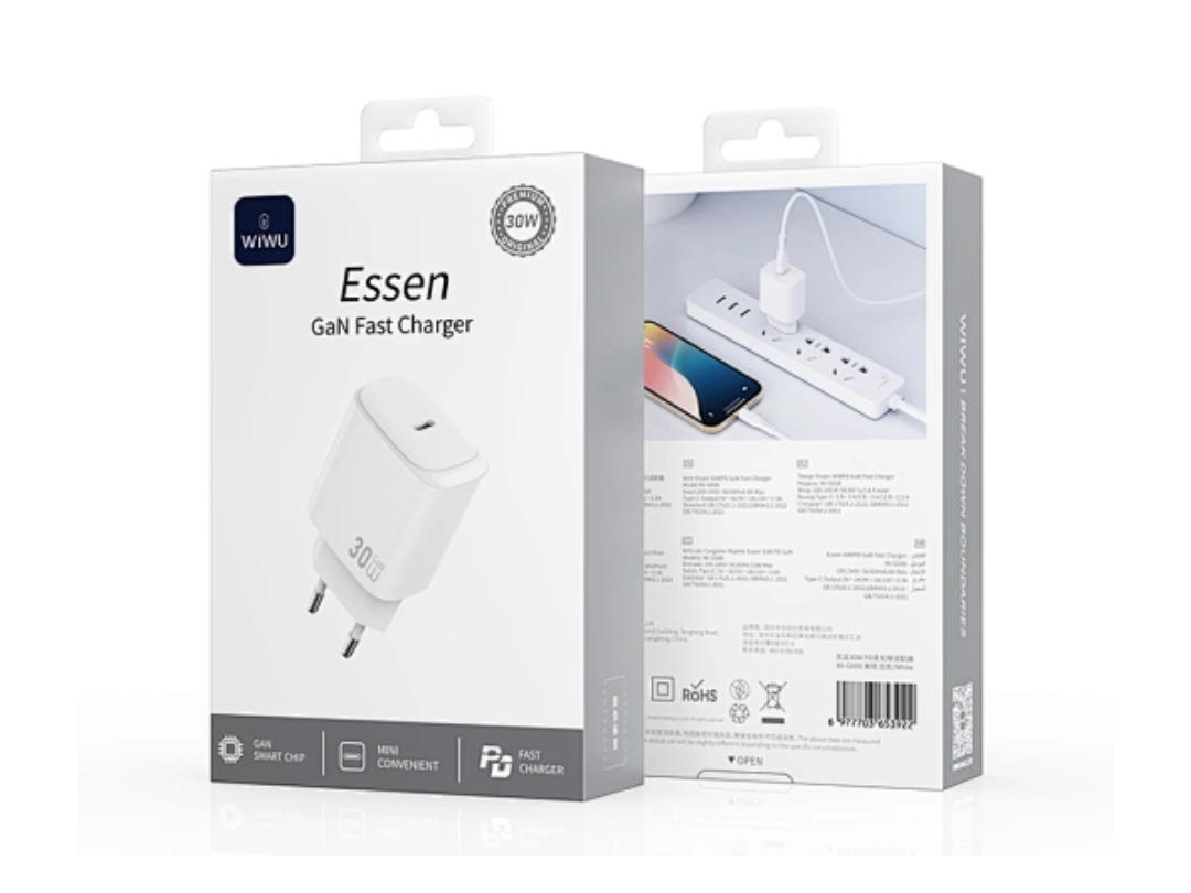 Buy WiWU 30W GaN Fast Charger USB-C (Wi-G008) with Cable | in Qatar Buy WiWU 30W GaN Fast Charger USB-C (Wi-G008) with Cable | in Qatar
