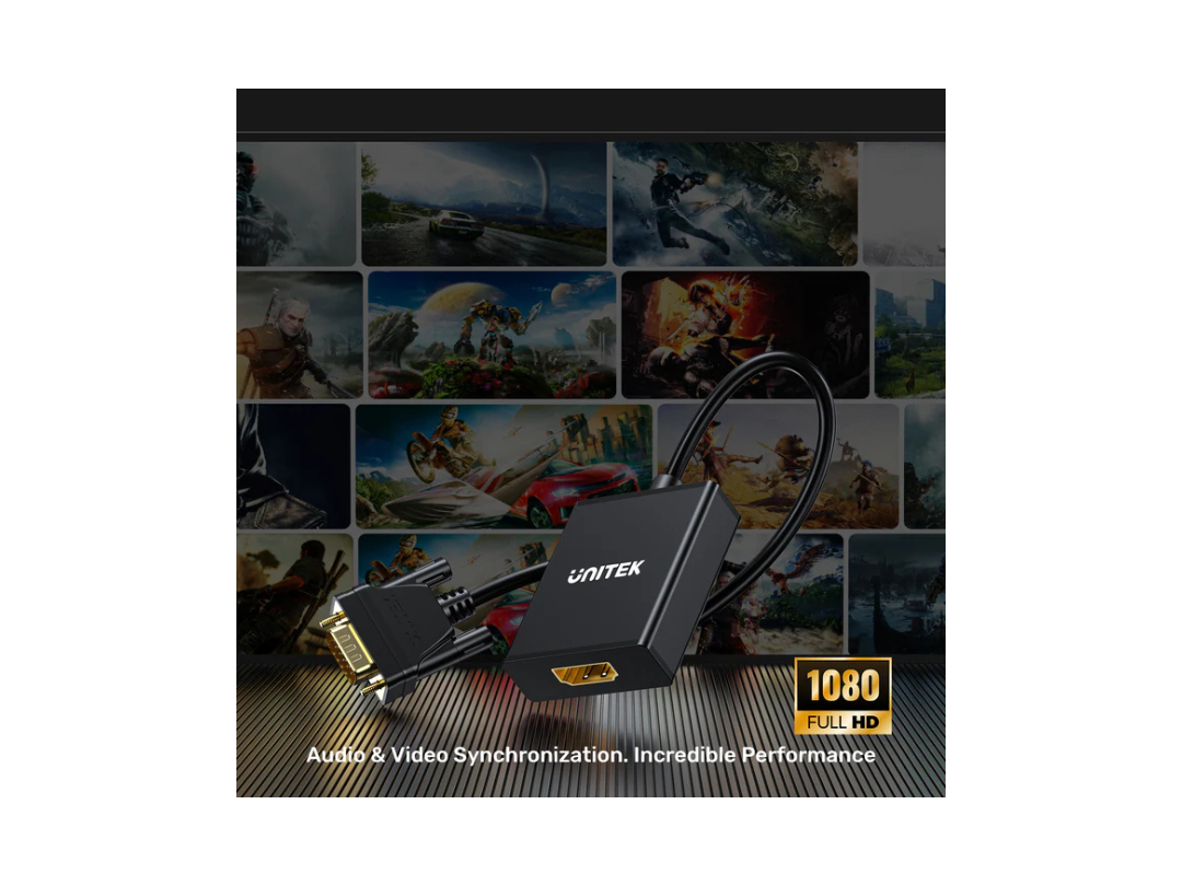 Unitek VGA to HDMI Adapter - 1080p HD Resolution | Qatar Unitek VGA to HDMI Adapter - 1080p HD Resolution | Qatar