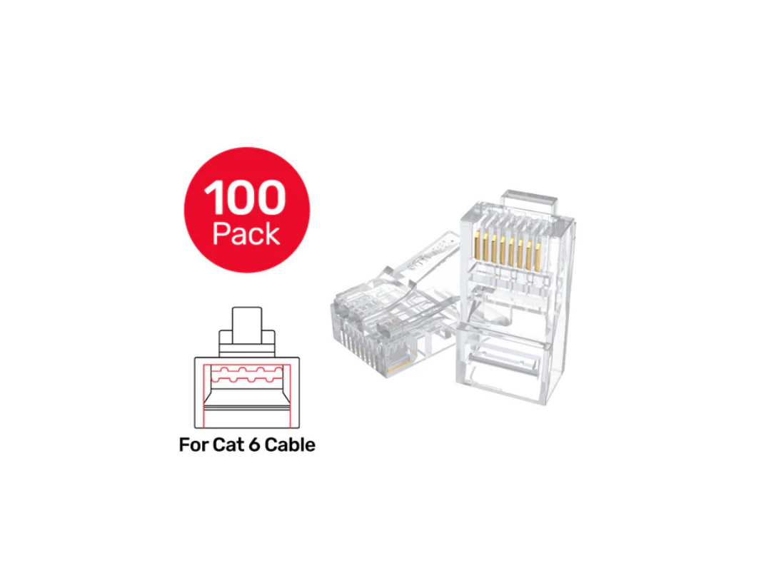 Unitek Cat 6 RJ45 Modular Plugs Y-OT19TP - 100 Pack, Gold-Plated Unitek Cat 6 RJ45 Modular Plugs Y-OT19TP - 100 Pack, Gold-Plated