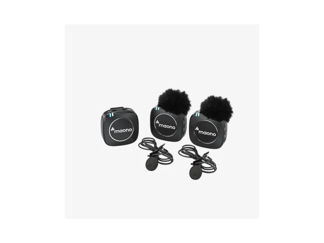 Maonocaster AU WM820A2 Dual Person Compact Wireless Lavalier Microphone 2.4GHz with Real time Monitoring and 22 Level Gain Adjustmen Maonocaster AU WM820A2 Dual Person Compact Wireless Lavalier Microphone 2.4GHz with Real time Monitoring and 22 Level Gain Adjustmen