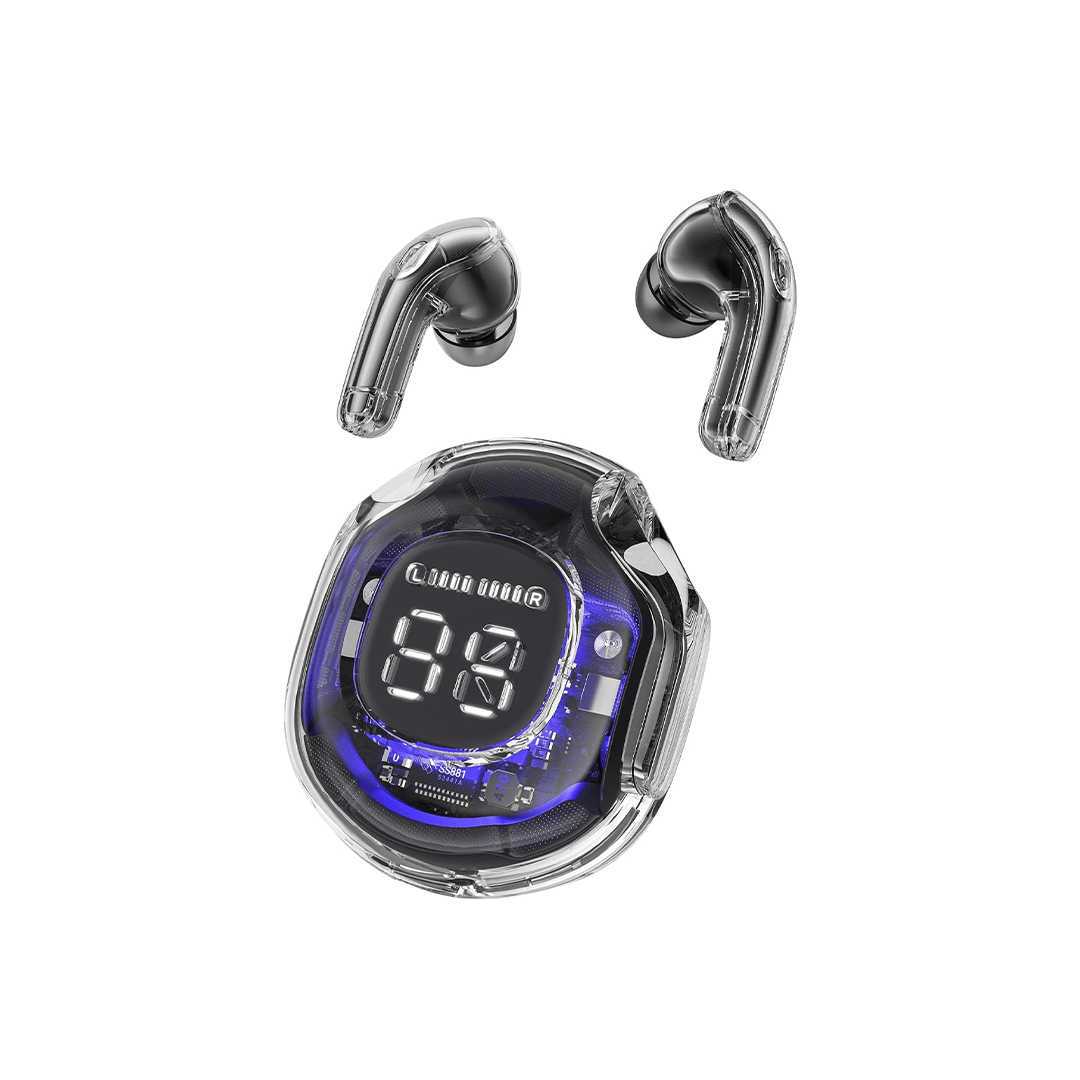 ACEFAST T8 Wireless Earphones With LED Power Display Mini Crystal in-Ear Earbuds - Black in Qatar ACEFAST T8 Wireless Earphones With LED Power Display Mini Crystal in-Ear Earbuds - Black in Qatar