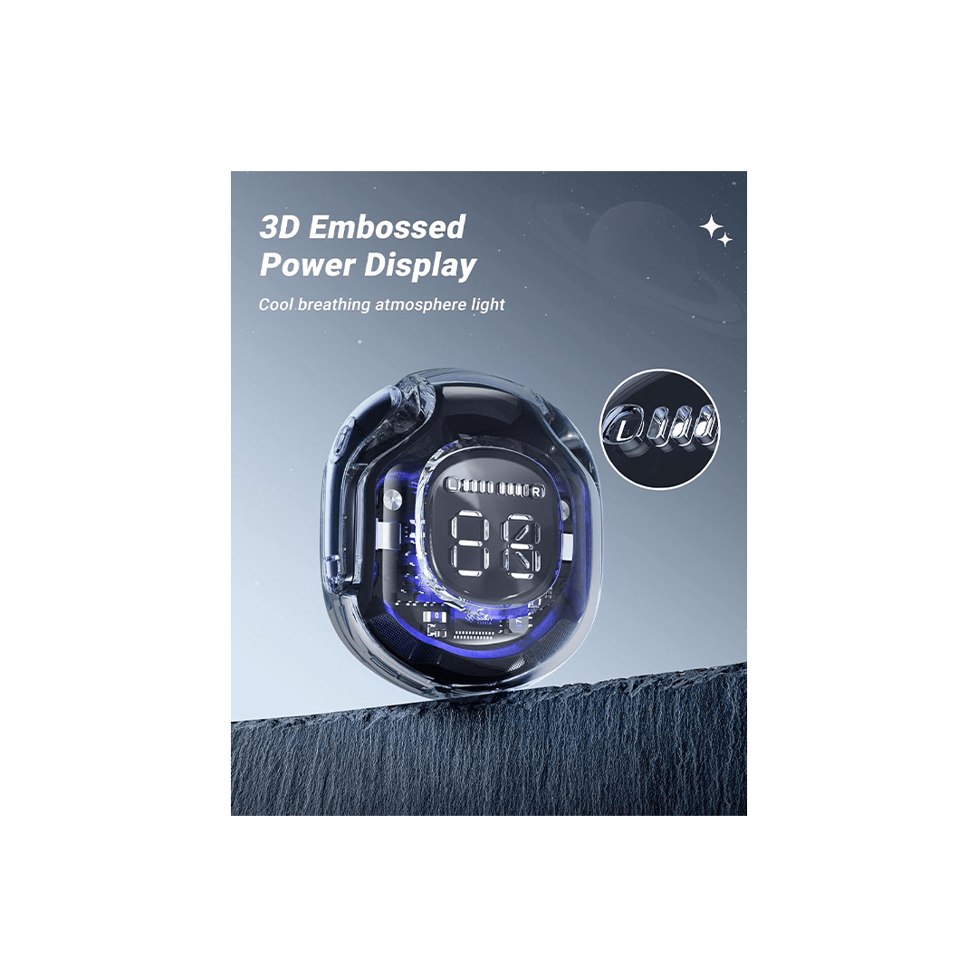 ACEFAST T8 Wireless Earphones With LED Power Display Mini Crystal in-Ear Earbuds - Black in Qatar ACEFAST T8 Wireless Earphones With LED Power Display Mini Crystal in-Ear Earbuds - Black in Qatar