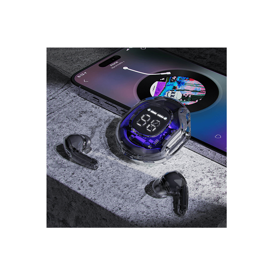 ACEFAST T8 Wireless Earphones With LED Power Display Mini Crystal in-Ear Earbuds - White Moon in Qatar ACEFAST T8 Wireless Earphones With LED Power Display Mini Crystal in-Ear Earbuds - White Moon in Qatar