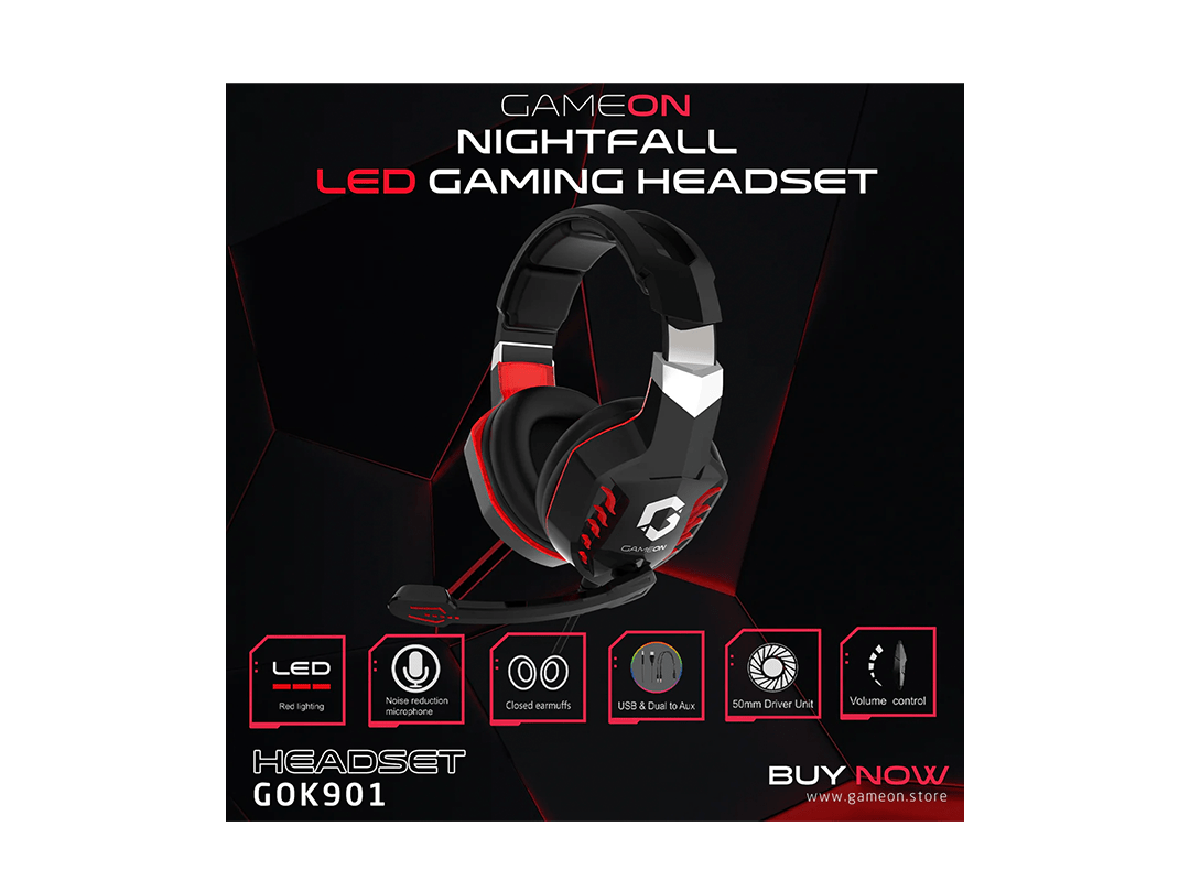 GAMEON GOK901 Nightfall LED Gaming Headset - Black in Qatar GAMEON GOK901 Nightfall LED Gaming Headset - Black in Qatar