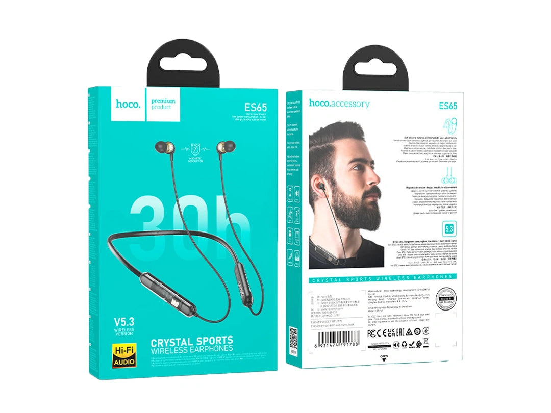 Hoco Neckband ES65 Dream Sports Bluetooth Earphones - Black in Qatar Hoco Neckband ES65 Dream Sports Bluetooth Earphones - Black in Qatar