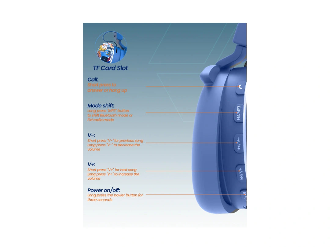 Moxedo Junior Tiger Wireless On-Ear Headphones for Kids - Blue in Qatar Moxedo Junior Tiger Wireless On-Ear Headphones for Kids - Blue in Qatar