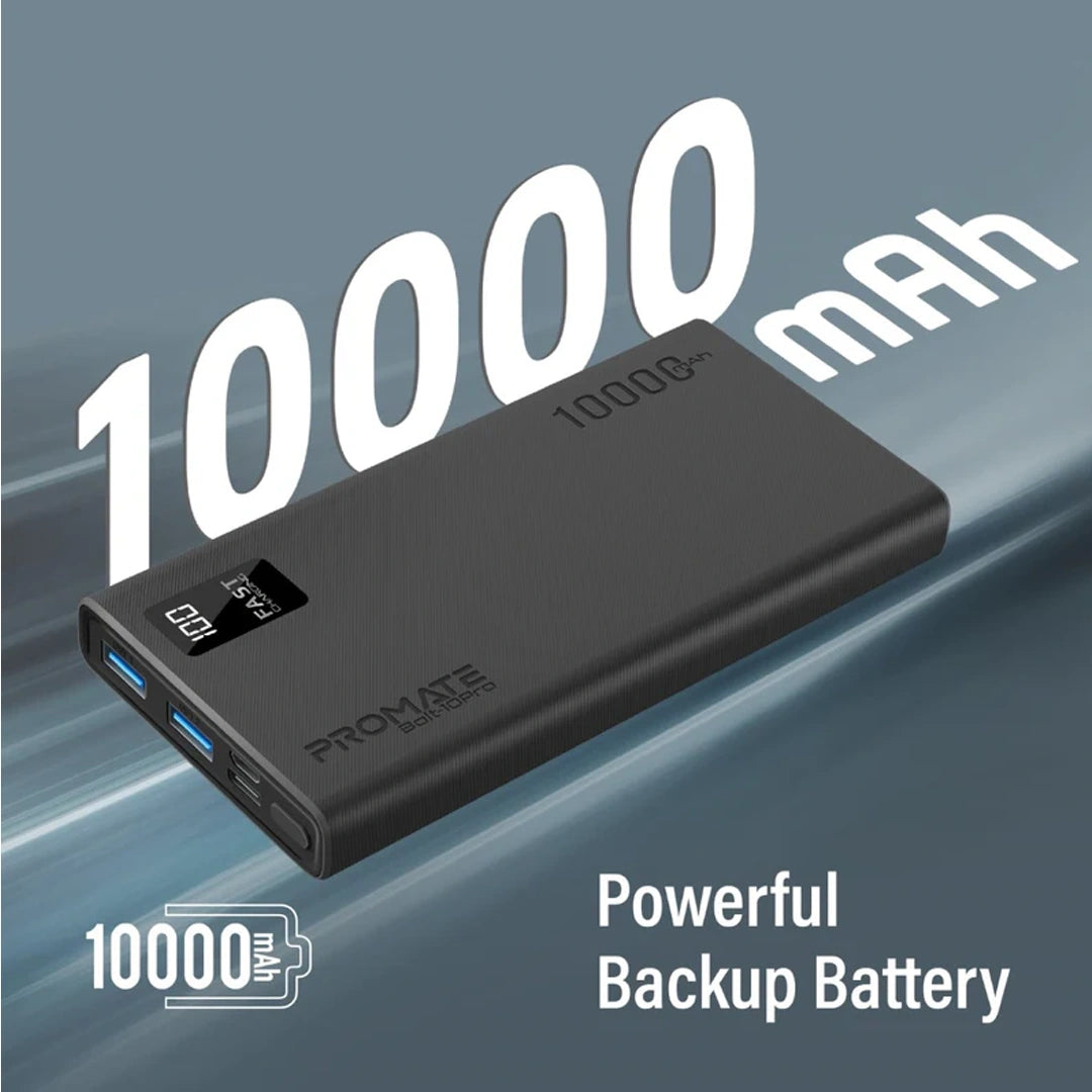 Promate Bolt-10 Pro Slim Design 10000mAh Power Bank with LCD in Qatar Promate Bolt-10 Pro Slim Design 10000mAh Power Bank with LCD in Qatar