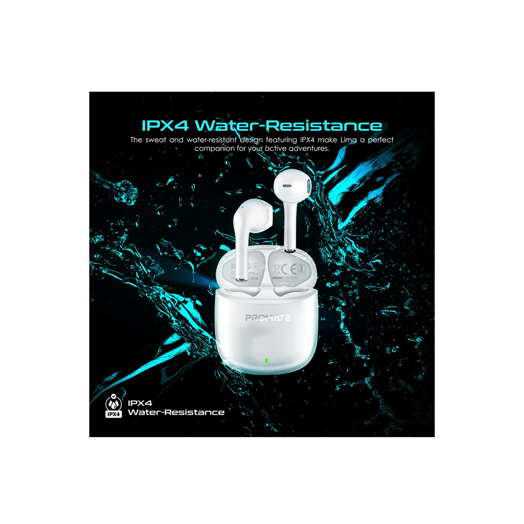 Promate Lima High Definition ENC TWS Wireless Earbuds with IntelliTouch - White in Qatar Promate Lima High Definition ENC TWS Wireless Earbuds with IntelliTouch - White in Qatar