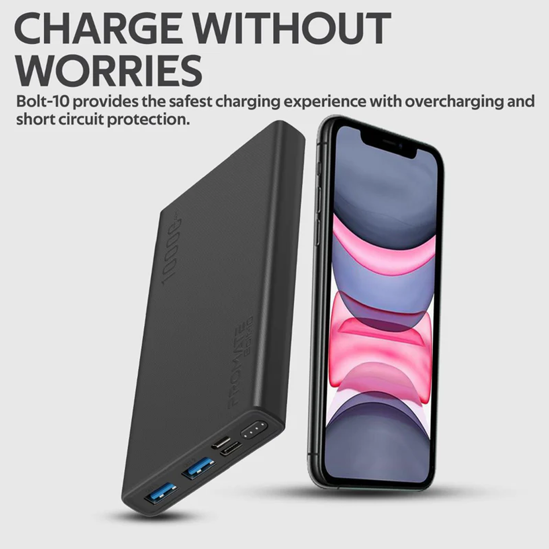 Promate Power Bank 10,000mah Smart Charging with Dual USB Output in Qatar Promate Power Bank 10,000mah Smart Charging with Dual USB Output in Qatar