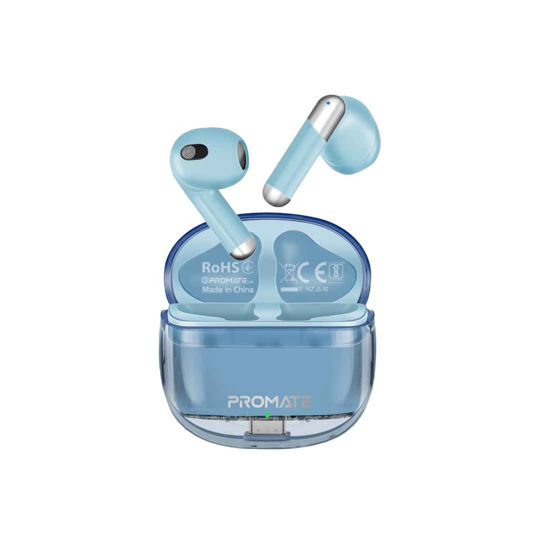 Promate Transparent TWS Earbuds with 26 Hours Play Time in Qatar Promate Transparent TWS Earbuds with 26 Hours Play Time in Qatar