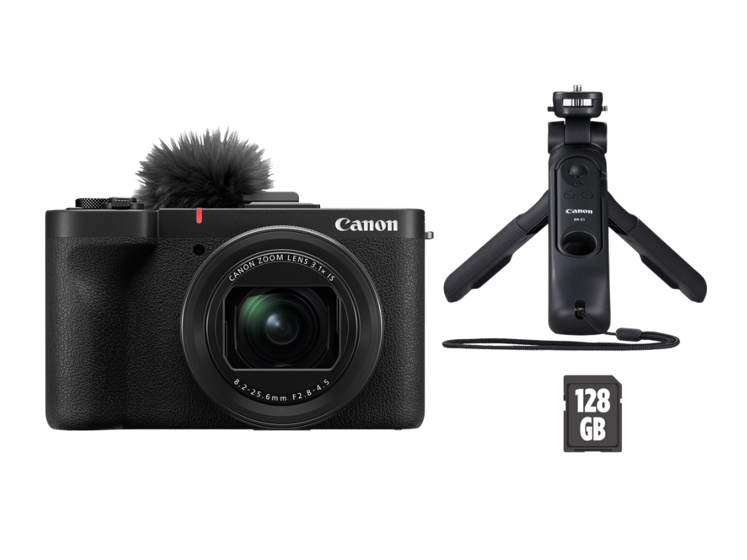 Canon PowerShot V1 Vlogger Kit – 4K Camera with Tripod & SD Card