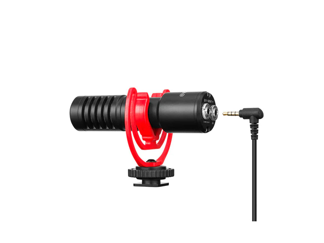 BY-MM1 Plus (+) Super-Cardioid Shotgun Microphone - Mini Stereo Mic with Shockmount for Smartphones, Cameras, Vlogging & Streaming