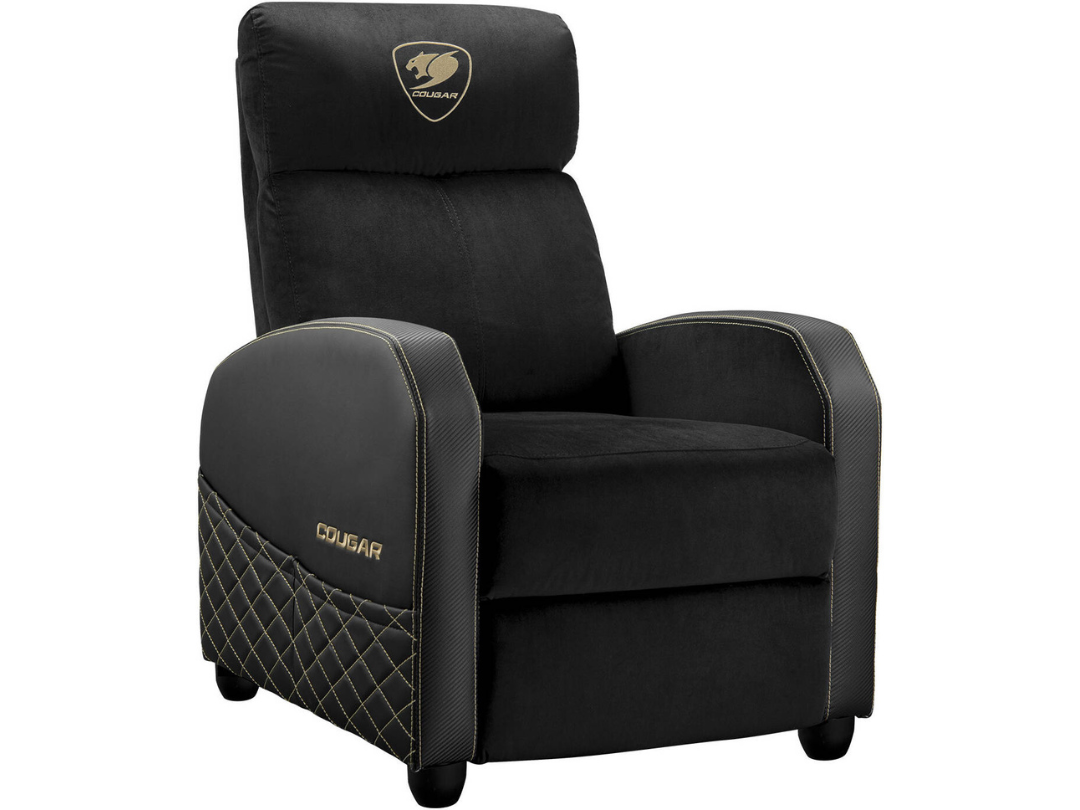 Cougar Ranger Elite Gold Gaming Sofa – Velvet, Reclining, Adjustable