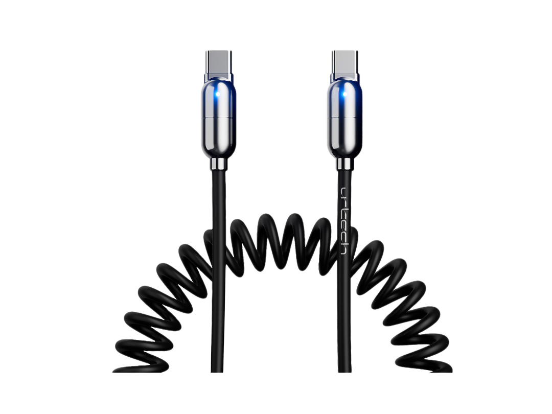 Buy URTECH 100W USB-C Spring Cable | LED | in Qatar