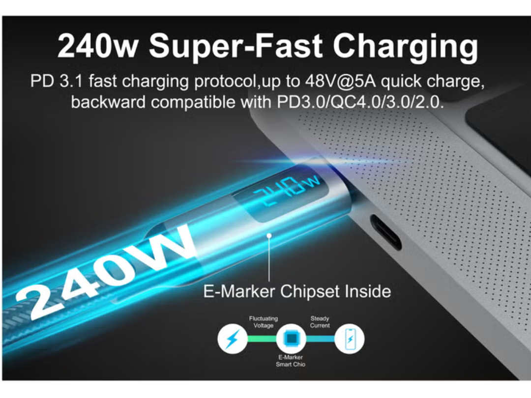 URTECH 240W USB4 Cable with LED Display | Same Day Delivery Qatar
