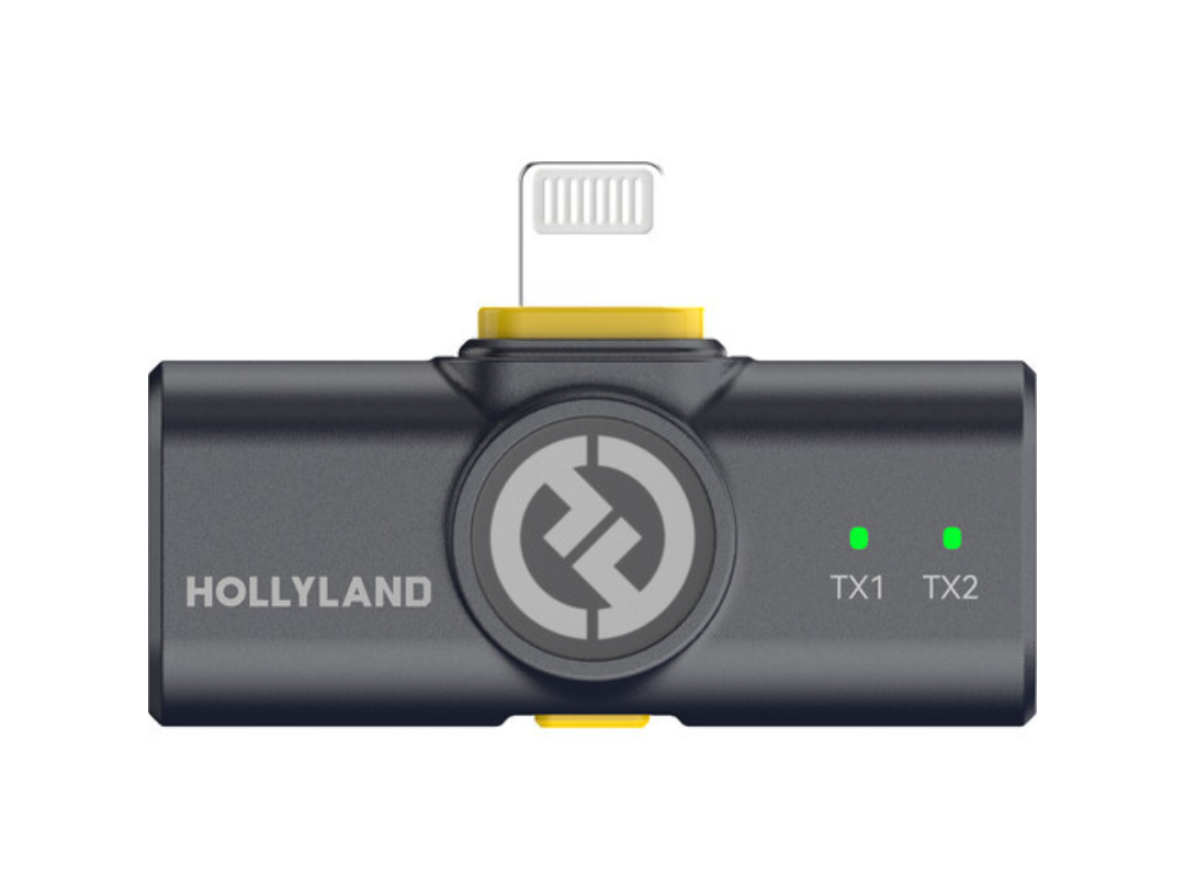 Hollyland LARK M2 DUO 2-Person Wireless Combo Microphone System (2.4 GHz, Shine Charcoal) with Camera-mount receiver, Lightning and USB‑C mobile options