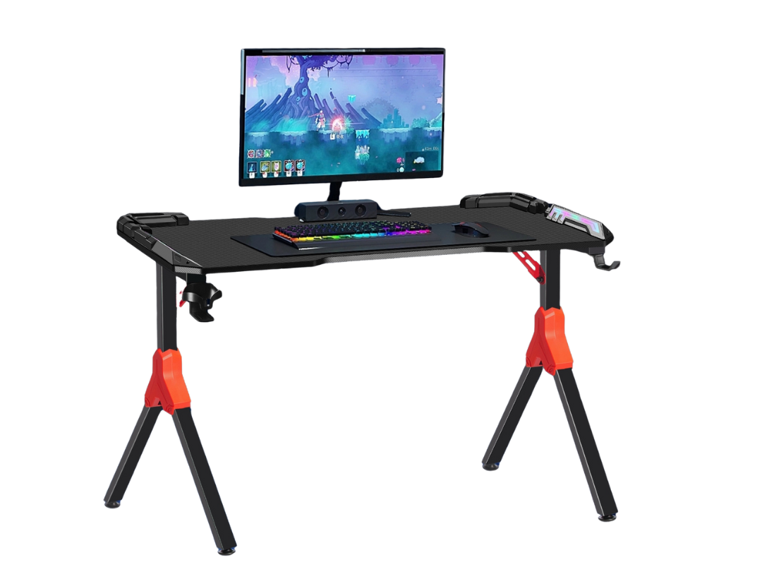 1.4m LED Gaming Desk with Cup Holder & Headphone Hook - Qatar