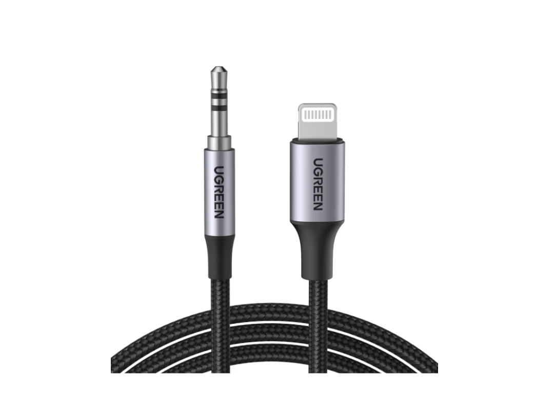 uGreen MFI (Apple Certified )Lightning to 3.5mm Aux Cable Braided 1m (Black) US315-70509