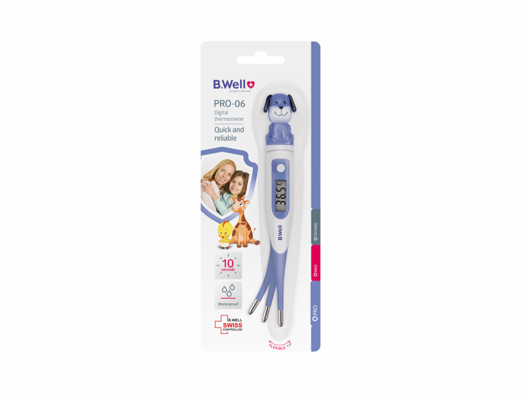 B.Well PRO 06 Flex, Digital thermometer, Kids Friendly design, flexible tip, 10 sec, waterproof B.Well PRO 06 Flex, Digital thermometer, Kids Friendly design, flexible tip, 10 sec, waterproof