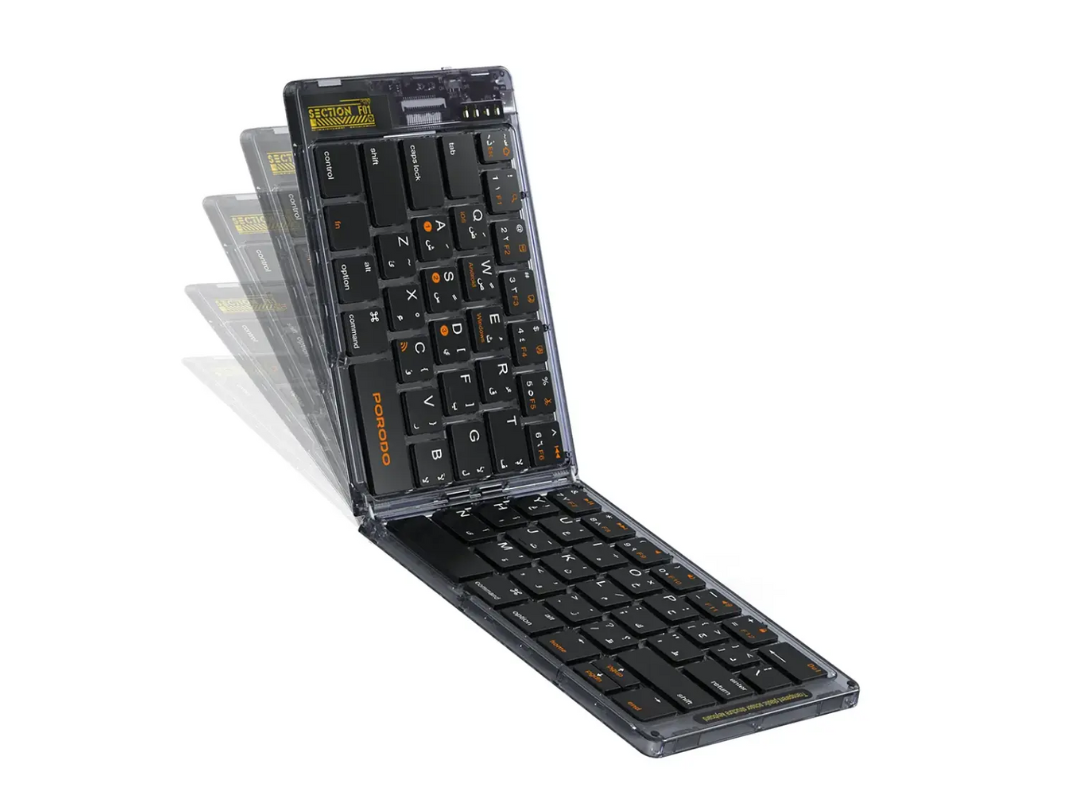 Porodo Crystal Shell Wireless Folding Bluetooth Keyboard | Qatar Delivery