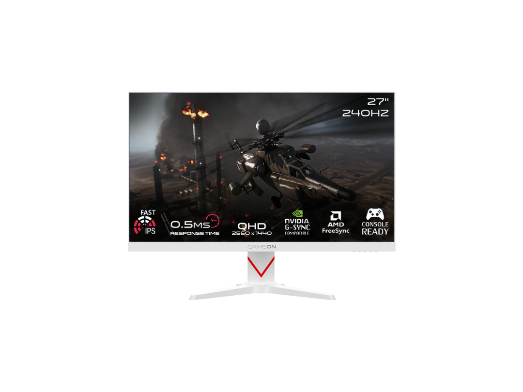 GAMEON 27″ QHD 240Hz Gaming Monitor – White | Qatar Delivery