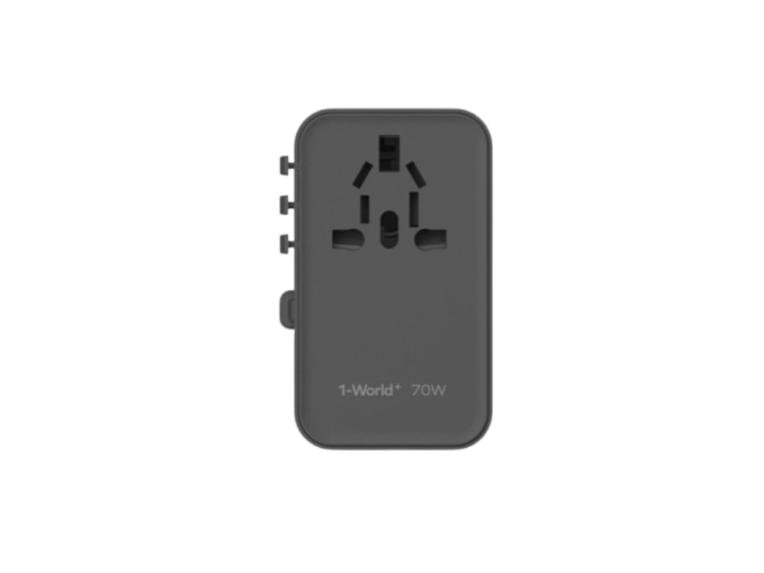 Buy Momax 1-World+ 70W GaN Travel Adapter - USB-C, USB-A, AC Outlet Black in Qatar