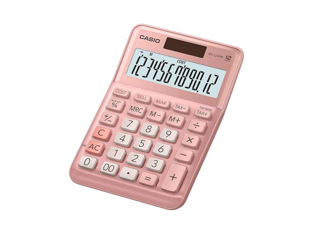 Buy Casio MS-120FM-PK-W-DP Digital Mini Desktop Calculator Pink, in Qatar