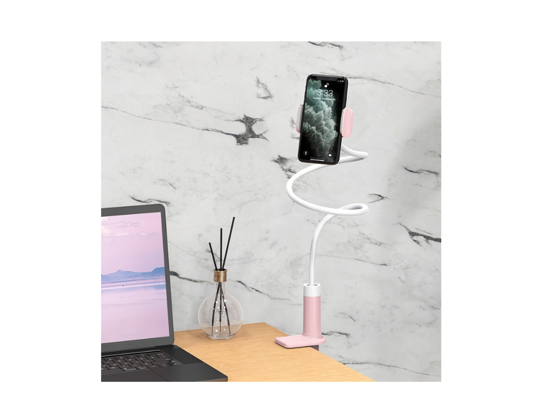 Hoco Mobile Phone Stand – Pink & White Adjustable Desk Holder