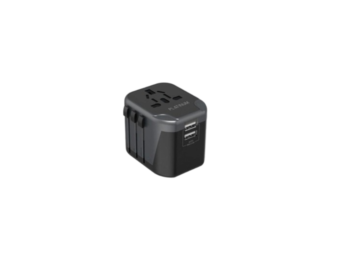 Platinum Universal Travel Adapter Dual USB 2.4A – Black