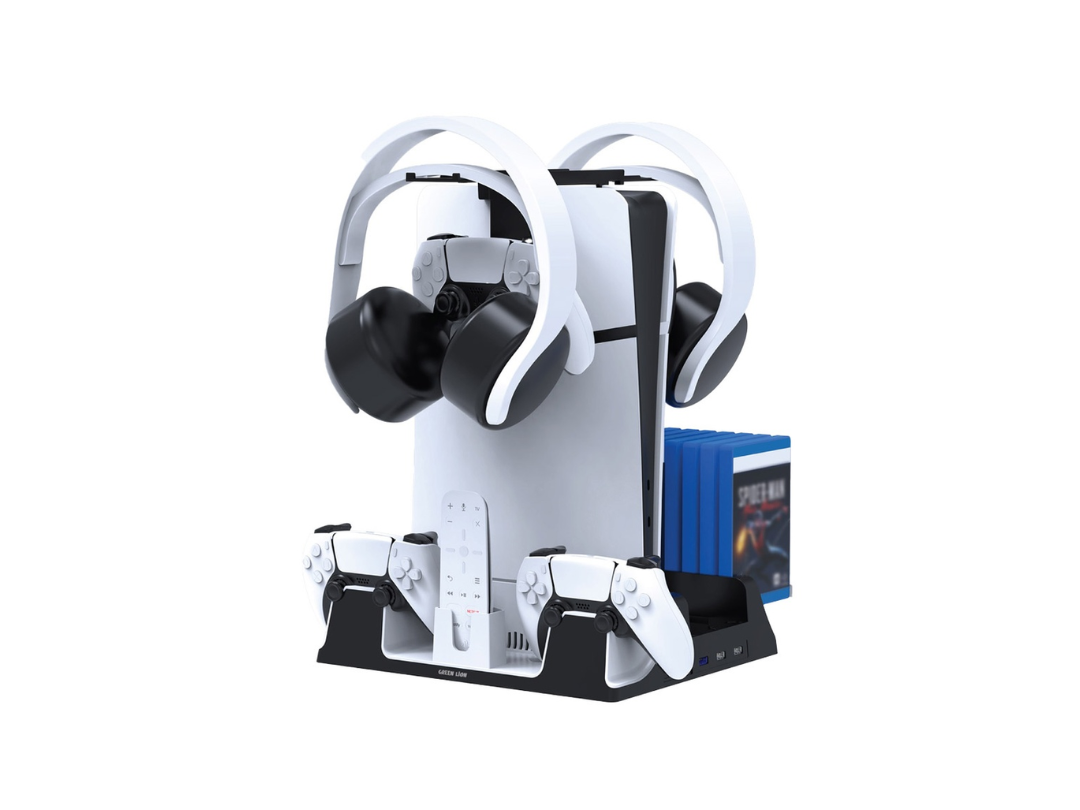 Green Lion PS5 Cooling Stand Charging Station - White