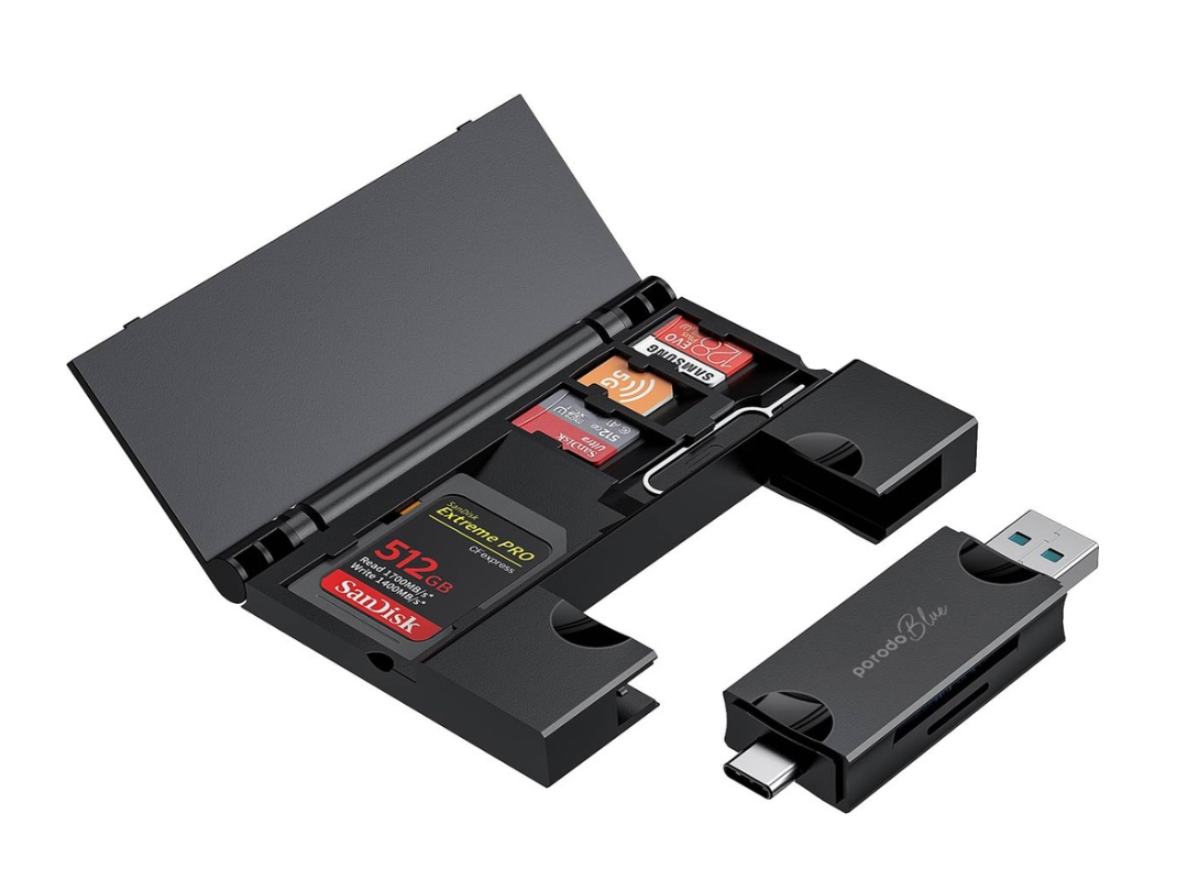 Buy Porodo 2-in-1 USB-C Card Reader with Holder | in Qatar