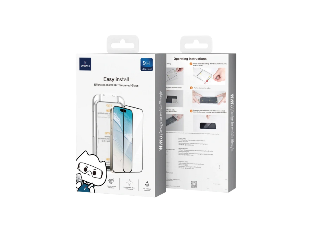 WiWU iPhone 17 Pro SQ008 Tempered Screen Glass protection with Anti-Dust Easy Installation pack c