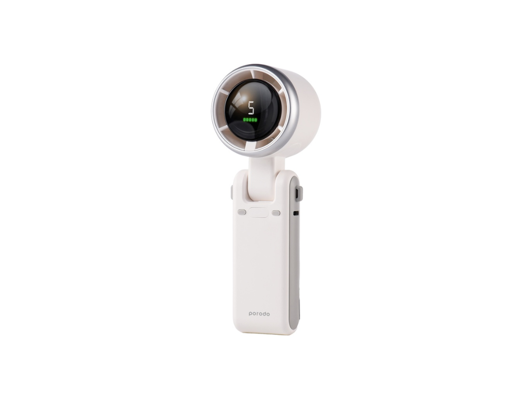 Porodo LifeStyle 3 in 1 Multi-Functional 180° Foldable Handheld Turbo Fan - White (PD-LSMFTF-WH)