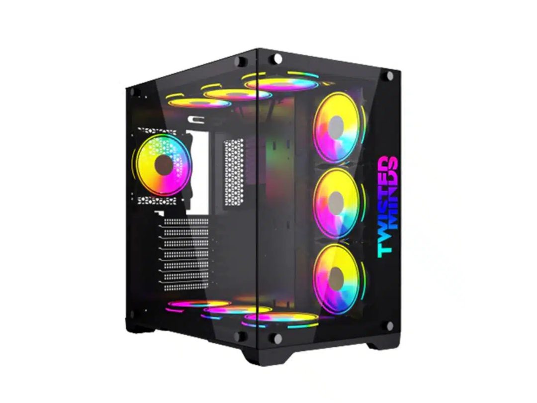 Twisted Minds Bullet-07 Mid Tower Glass Case with 7 RGB Fans - Black