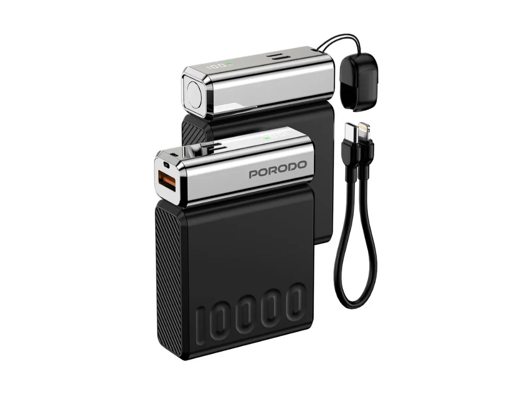 Porodo Chrome Volt 10000mAh Power Bank – Black | Same-Day Qatar