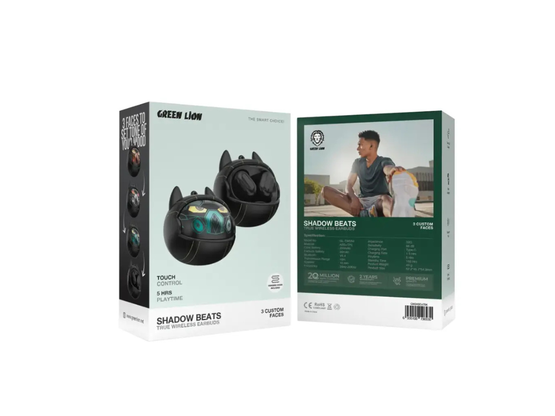 Green Lion Shadow Beats True Wireless Earbuds - Black