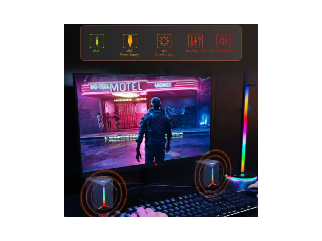 Buy Meetion MT‑SP2011 LED Gaming Stereo Speakers – 2.0 Sound in Qatar