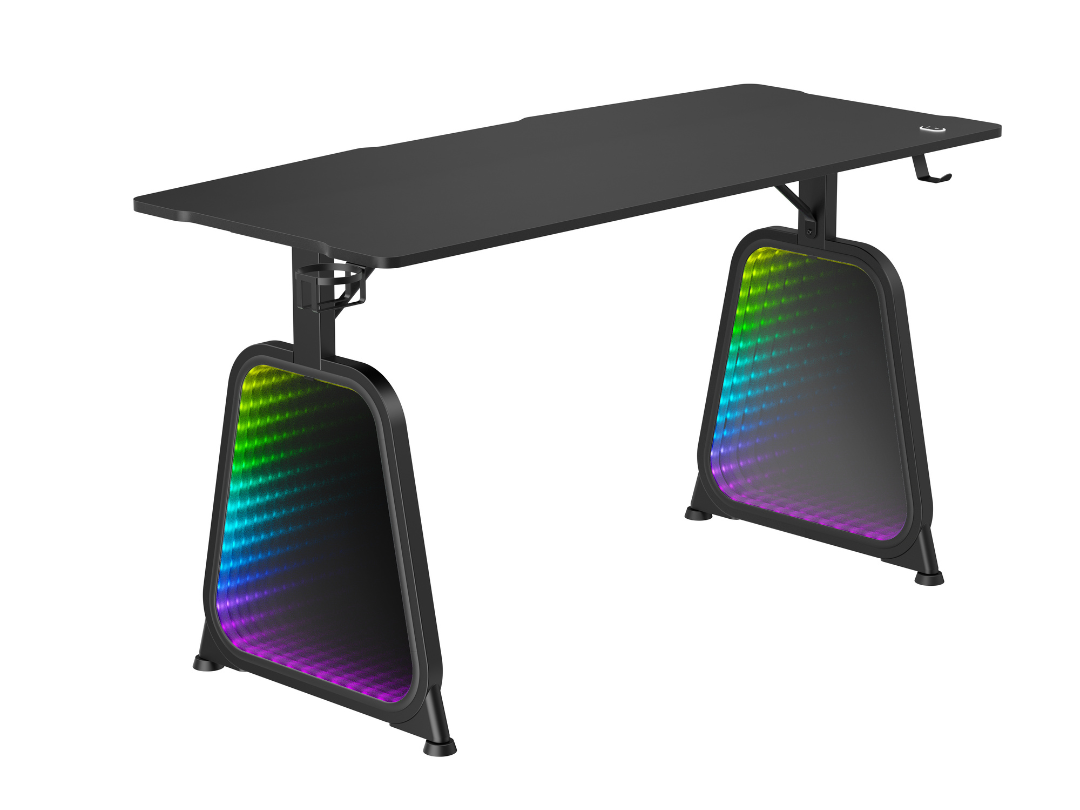 Lumi Infinity Mirror Lighting Gaming Desk (Large Surface) Black, GMD12E-2D Lumi Infinity Mirror Lighting Gaming Desk (Large Surface) Black, GMD12E-2D