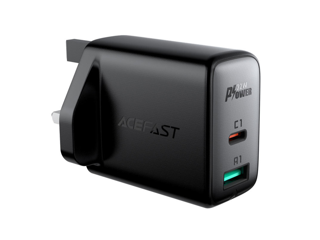 ACEFAST A8 PD32W Fast Charger - USB-C + USB-A, UK Plug, Dual Port