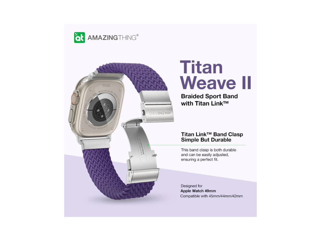 سوار ساعة TITAN WEAVE II مضفر رياضي من AmazingThing لساعة Apple Watch Ultra/Series 8/7/6/SE