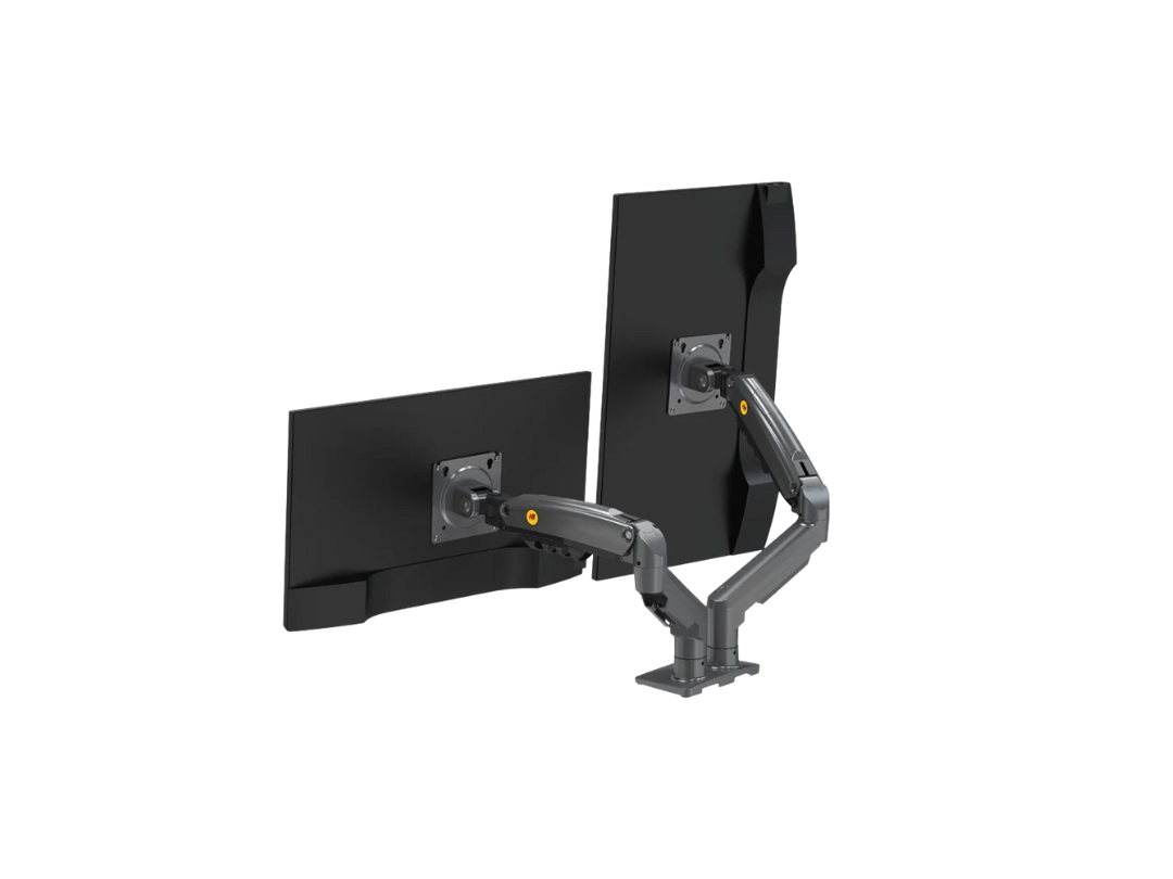 North Bayou NB F160 Dual Monitor Ergonomic Arm – Matte Gray | Fits 17