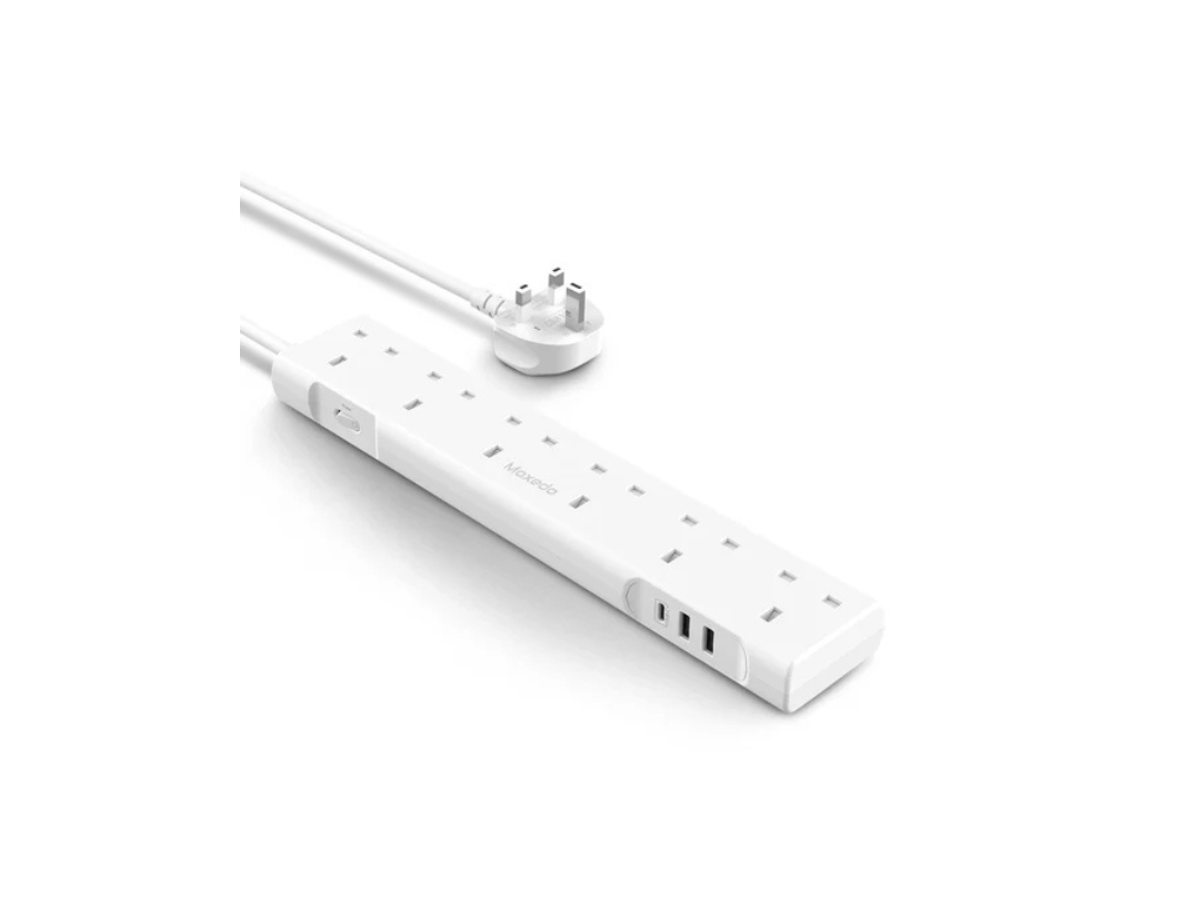 Moxedo 3250W Power Strip Surge Protector 9 Way 1 USB-C PD Ports + 2 USB-A Ports + 6 AC Outlets with 2M Cable Length