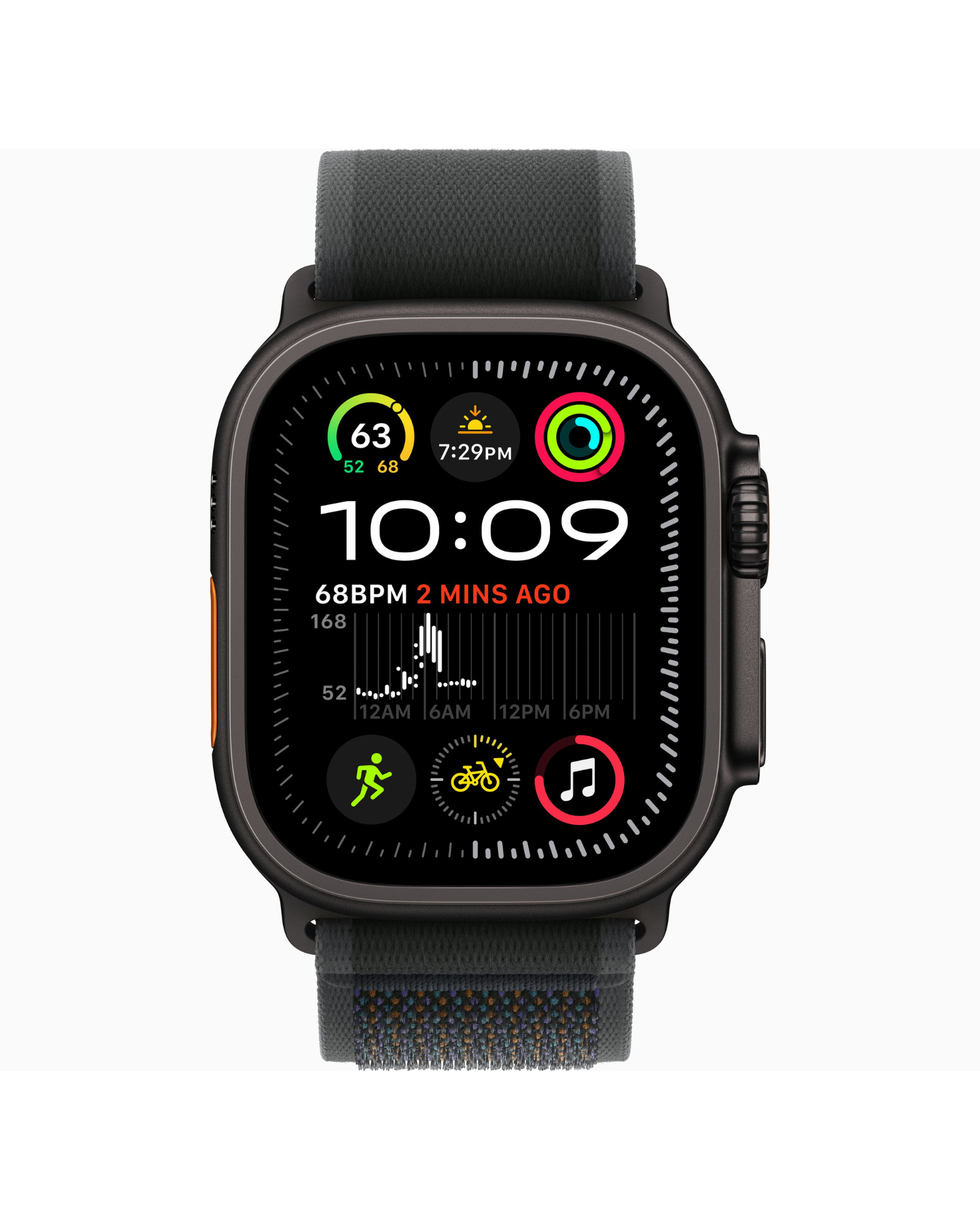 ساعة Apple Watch Ultra 2 GPS + Cellular مقاس 49 مم هيكل من التيتانيوم الأسود مع حلقة سوداء