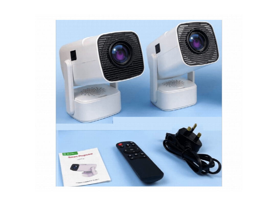 Smartbarry HT13 Android 4K HDR Smart Projector – 1280x720p Resolution, Android 11.0, Dual-Band WiFi 6, Bluetooth 5.0, Electric Focusing, Compact Design – White