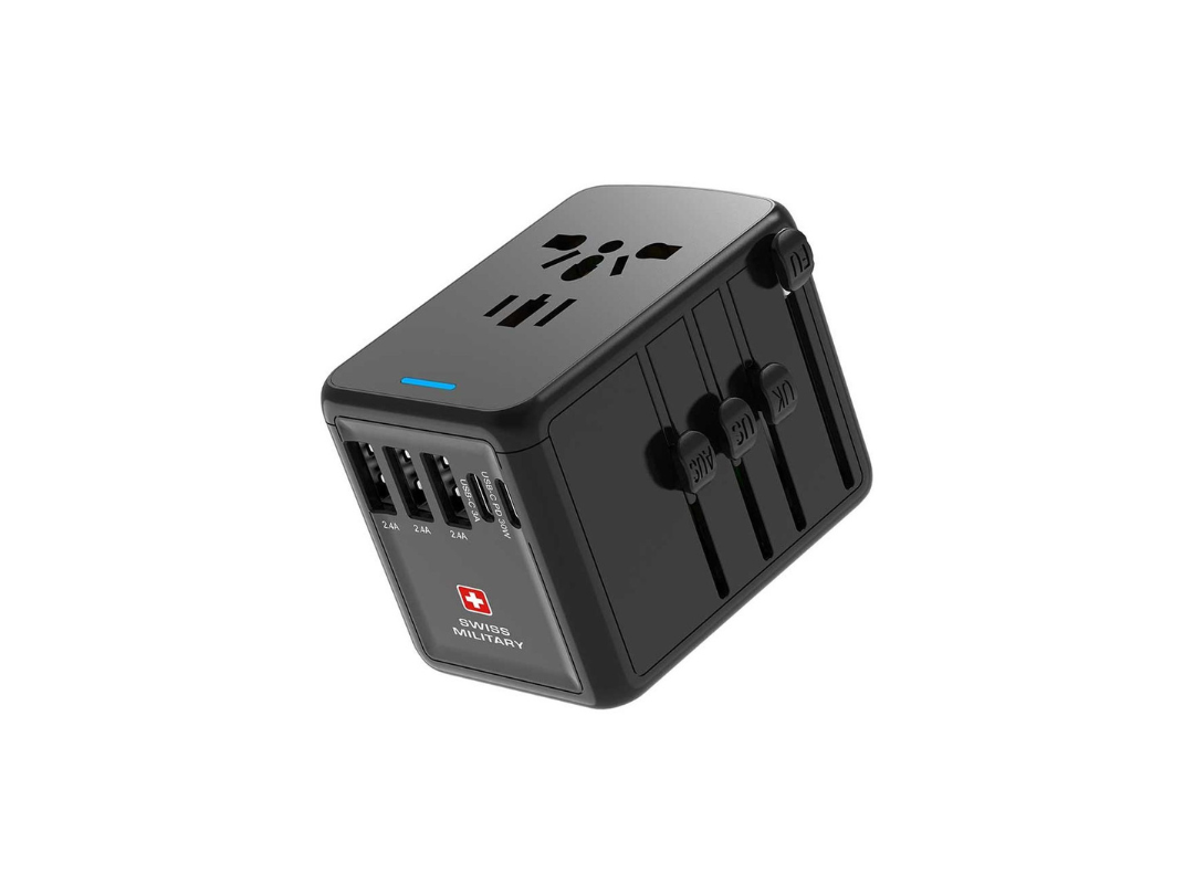 Swiss Military SM-AC-TA5P-BLK AC Multiport Travel Plug Charging Adapter