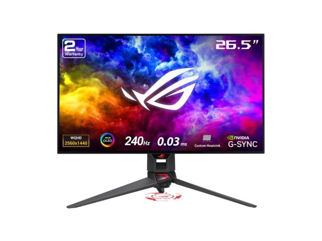 شاشة الألعاب ASUS OLED WQHD مقاس 27 بوصة بمعدل تحديث 240 هرتز، لوحة مسطحة PG27AQDM